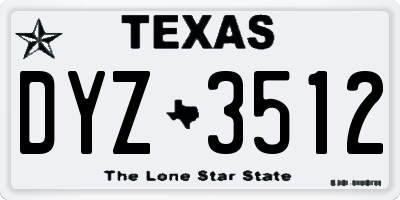 TX license plate DYZ3512