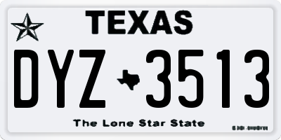 TX license plate DYZ3513