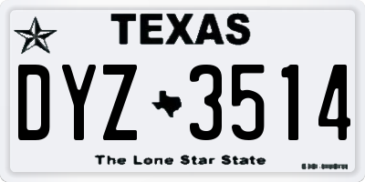 TX license plate DYZ3514