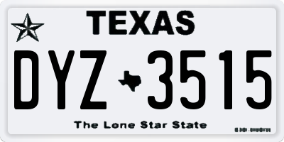 TX license plate DYZ3515