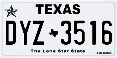 TX license plate DYZ3516