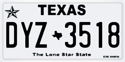 TX license plate DYZ3518