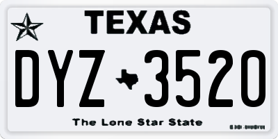 TX license plate DYZ3520