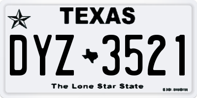TX license plate DYZ3521