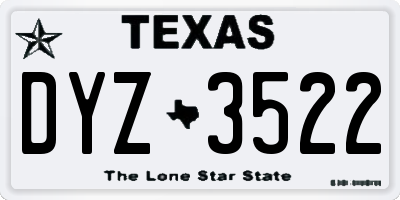 TX license plate DYZ3522