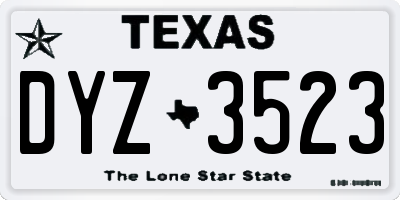 TX license plate DYZ3523