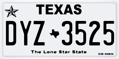 TX license plate DYZ3525