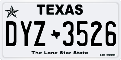 TX license plate DYZ3526