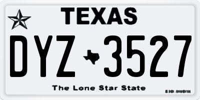 TX license plate DYZ3527