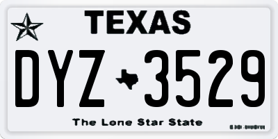 TX license plate DYZ3529