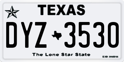 TX license plate DYZ3530