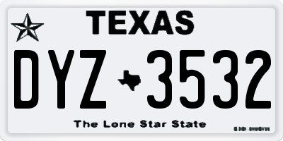 TX license plate DYZ3532