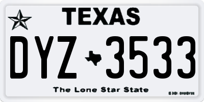 TX license plate DYZ3533