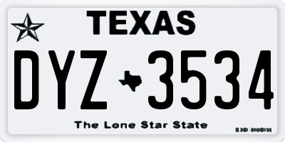 TX license plate DYZ3534