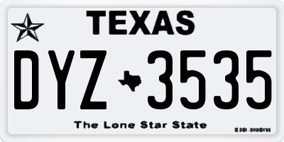 TX license plate DYZ3535