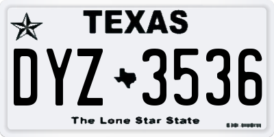 TX license plate DYZ3536