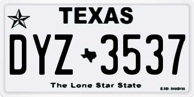 TX license plate DYZ3537