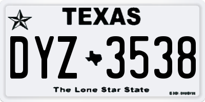 TX license plate DYZ3538