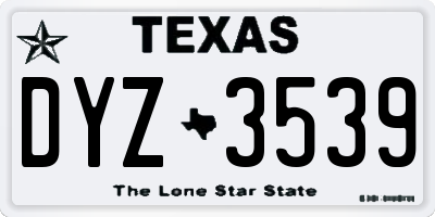 TX license plate DYZ3539