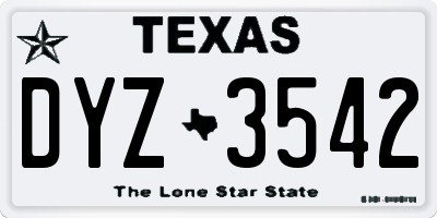 TX license plate DYZ3542