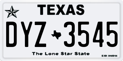 TX license plate DYZ3545