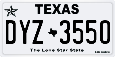 TX license plate DYZ3550