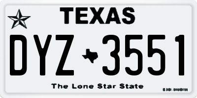 TX license plate DYZ3551