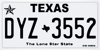TX license plate DYZ3552