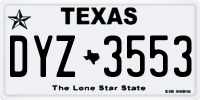 TX license plate DYZ3553