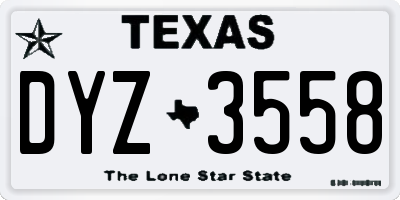 TX license plate DYZ3558