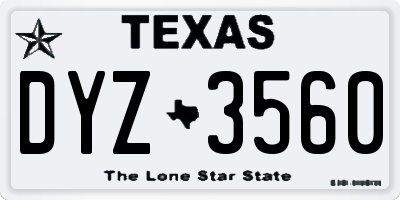 TX license plate DYZ3560