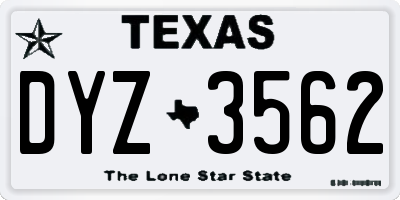 TX license plate DYZ3562
