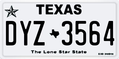 TX license plate DYZ3564
