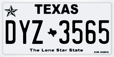 TX license plate DYZ3565