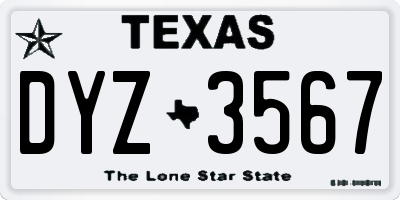TX license plate DYZ3567