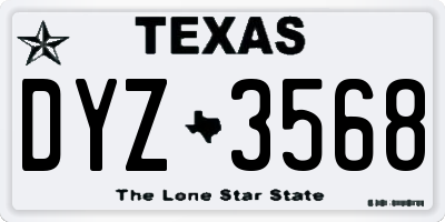 TX license plate DYZ3568