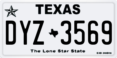 TX license plate DYZ3569