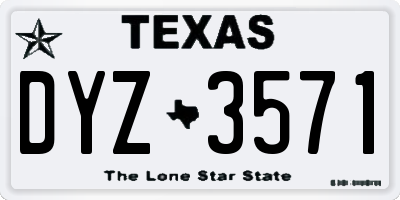 TX license plate DYZ3571