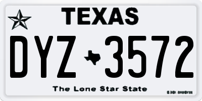 TX license plate DYZ3572