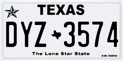 TX license plate DYZ3574