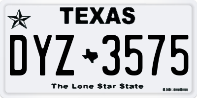 TX license plate DYZ3575