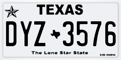 TX license plate DYZ3576