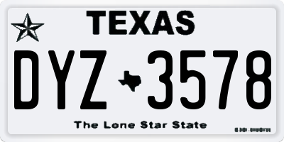 TX license plate DYZ3578
