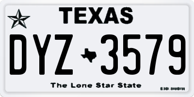 TX license plate DYZ3579