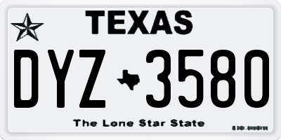 TX license plate DYZ3580