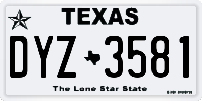 TX license plate DYZ3581