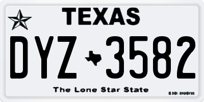TX license plate DYZ3582