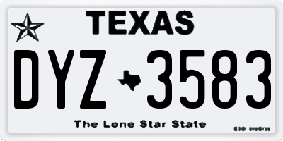 TX license plate DYZ3583