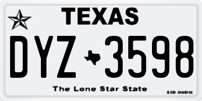 TX license plate DYZ3598