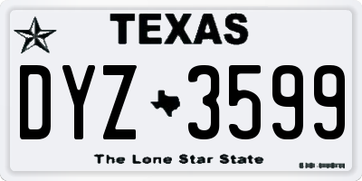 TX license plate DYZ3599